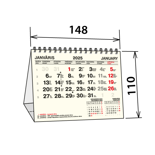 Desk calendar 148x110 mm