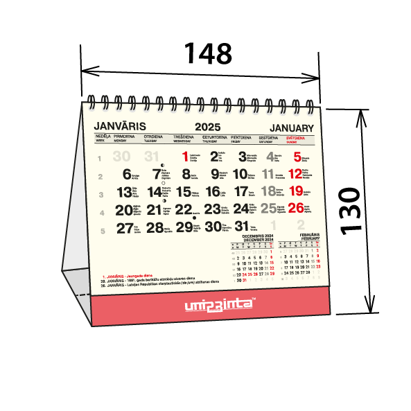 Desk calendar 148x130 mm