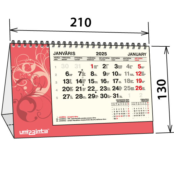 Desk calendar 210x130 mm