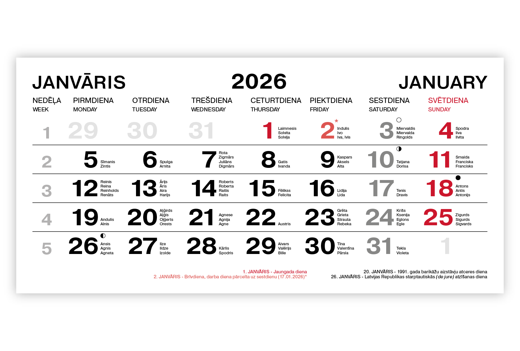 Kalendāri ar 3 spirālēm LV-ENG