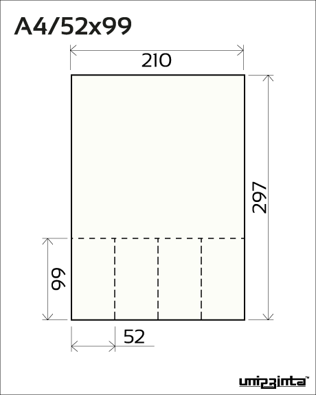 Double-sided perforated flyer A4/52x99 mm