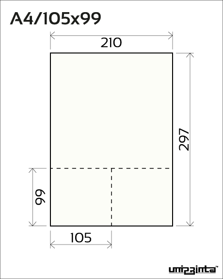 Double-sided perforated flyer A4/105x99 mm