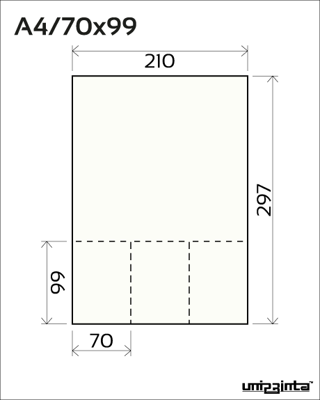 Double-sided perforated flyer A4/70x99 mm
